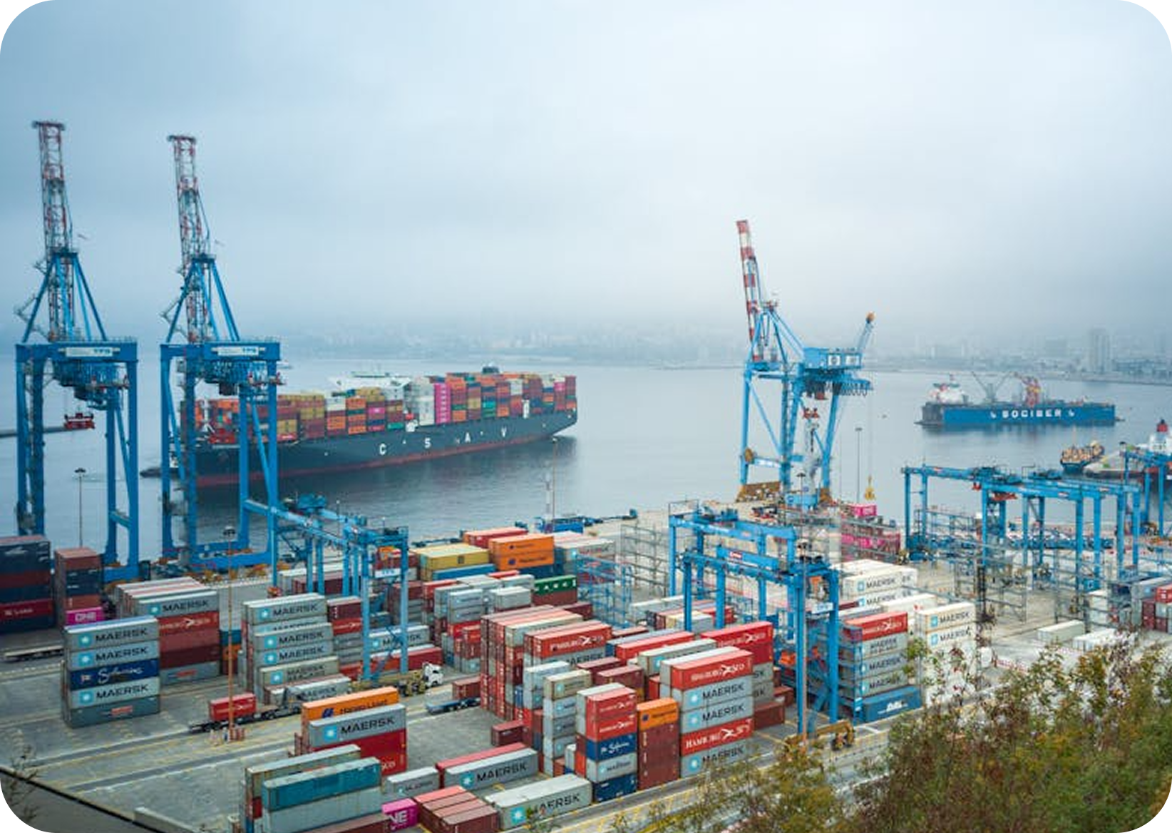 Port with cranes